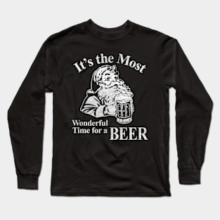 Santa Lover Gifts - It's The Most Wonderful Time For A Beer Santa Christmas Long Sleeve T-Shirt